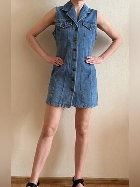 SPEED Control Denim Jean Button Down Dress. Size S/M